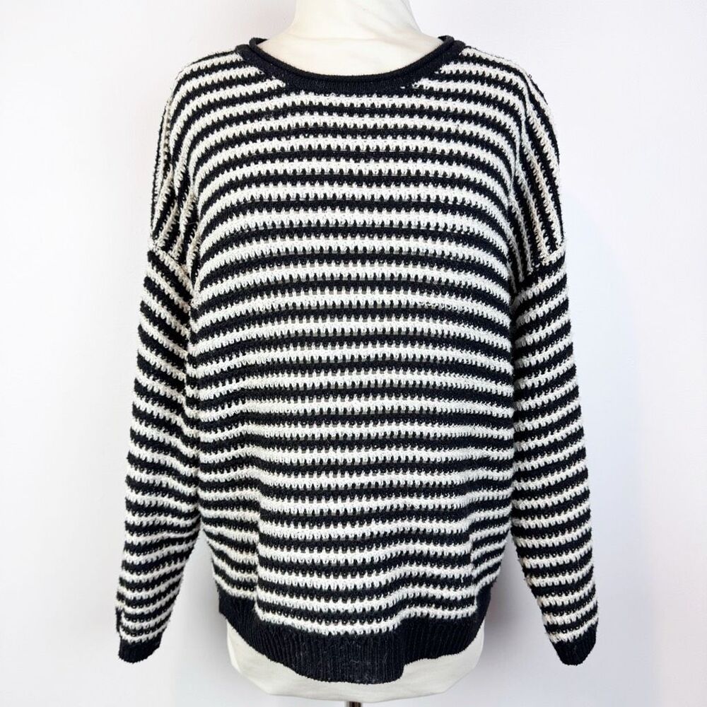 Little Lies Size L Orla Crewneck Sweater Striped Crochet Relaxed